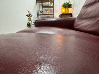 DeltaSalotti Bordeaux Rode Echt Lederen 2.5-Zits Zetel ~ Geïmpregneerd