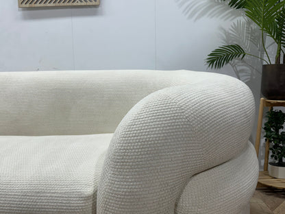 Witte Bouclé Stoffen Zetels Set ~ Vaste Kussens