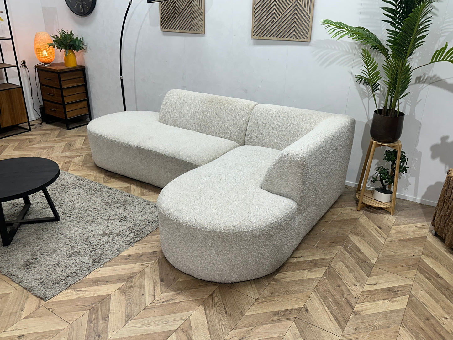Witte Bouclé Stoffen Hoekzetel ~ Vaste Kussens