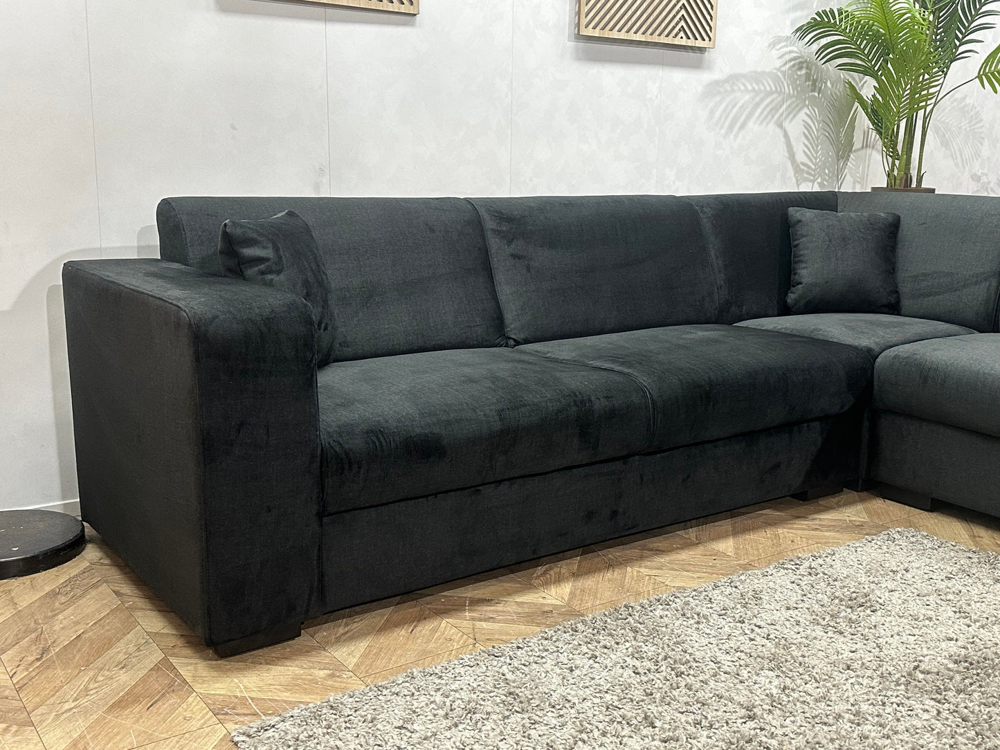 !Showroommodel! Zwarte Velvet Hoekzetel