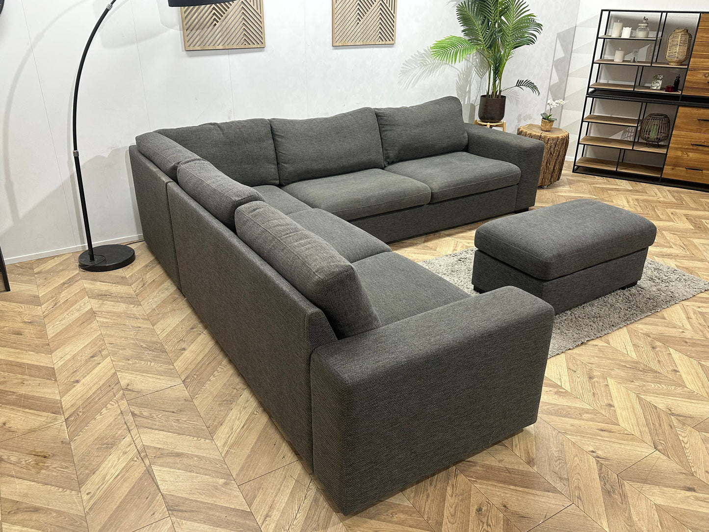 Antraciet Hoekzetel Inc Hocker ~ Losse Kussens Met Afneembare Hoezen