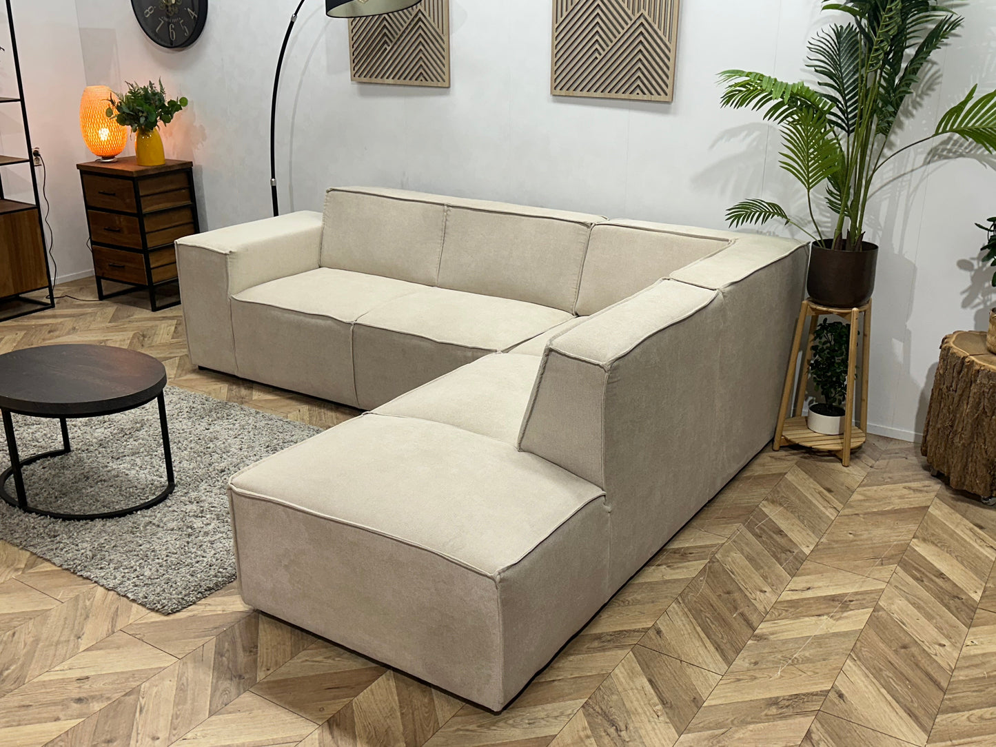 !Showroommodel! Crème Suède Stoffen Hoekzetel