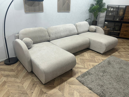 !Showroommodel! Taupe Chenille Stoffen U Zetel