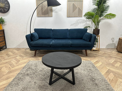 Sofacompany Blauwe Suède Stoffen 2.5-Zits Zetel ~ Losse Kussens Met Afneembare Hoezen