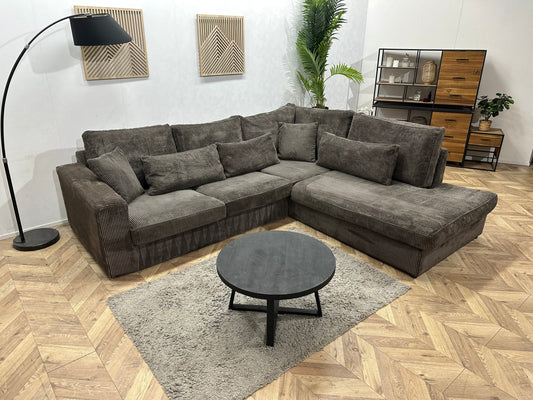 Antraciet Ribstof Hoekzetel ~ Losse Kussens Met Afneembare Hoezen