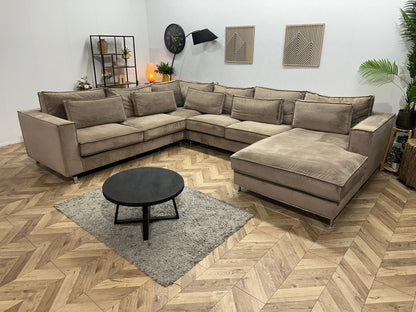 Licht Bruine Velvet U Zetel ~ Losse Kussens Met Afneembare Hoezen