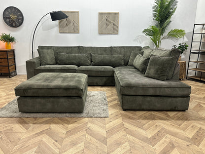 Donker Groene Velvet Hoekzetel Inc Hocker ~ Losse Kussens Met Afneembare Hoezen