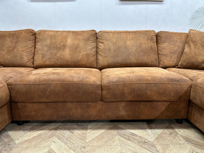 Cognac Bruine Suède Stoffen U Zetel ~ Losse Rug Kussens