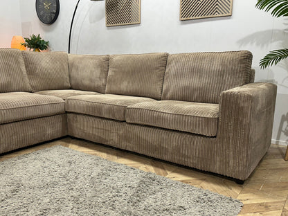 Beige Ribstof Hoekzetel ~ Losse Kussens Met Afneembare Hoezen