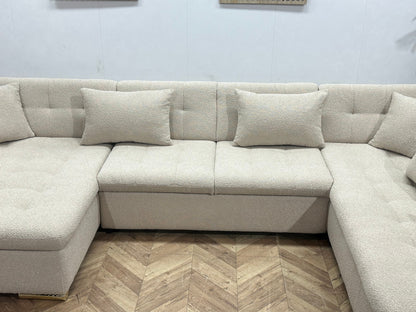!Showroommodel! Witte/Crème Bouclé Stoffen Hoekzetel