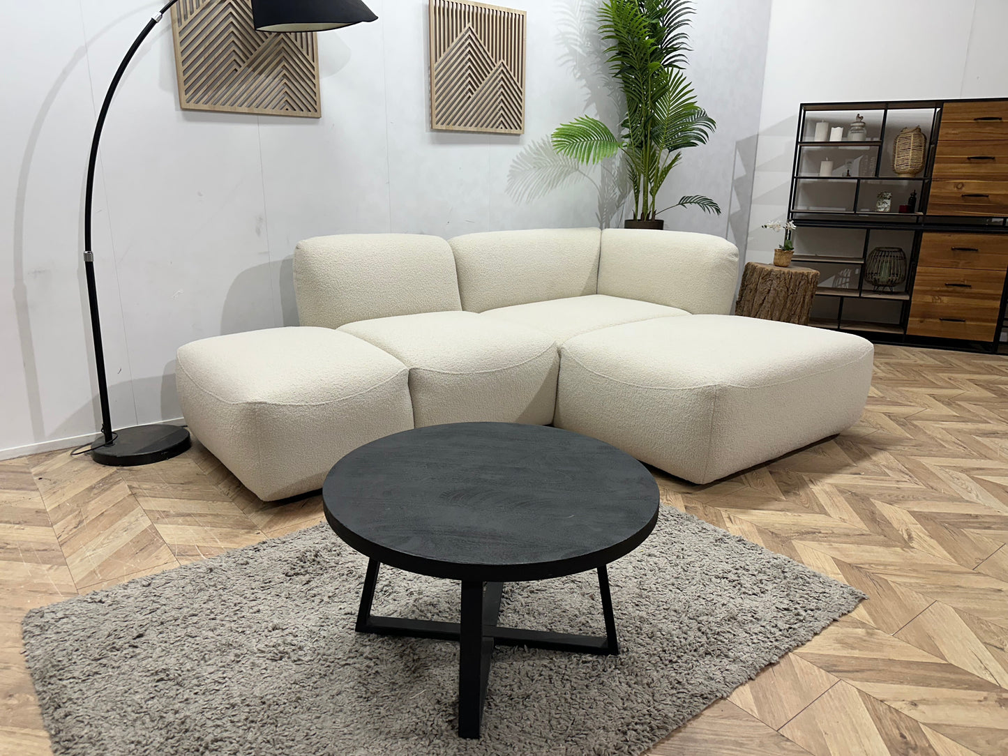 Witte Bouclé Stoffen Hoekzetel ~ Nieuwstaat