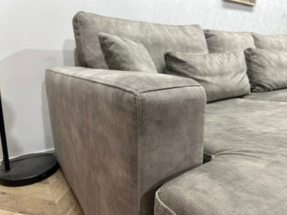 Licht Grijze Velvet U Zetel ~ Losse Kussens Met Afneembare Hoezen