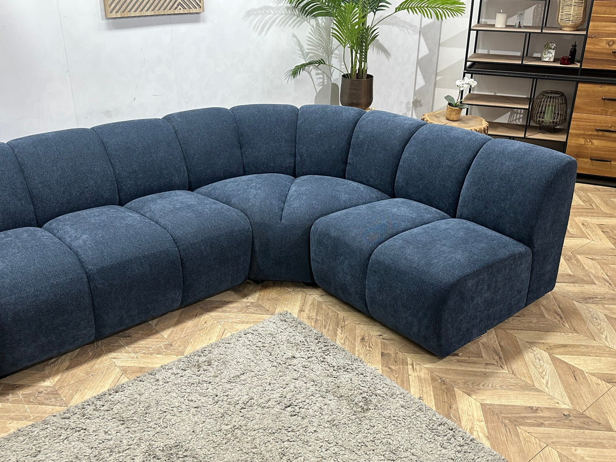 !Showroommodel Blauwe Chenille Stoffen Hoekzetel
