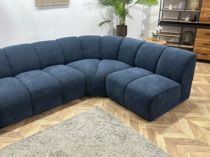 !Showroommodel Blauwe Chenille Stoffen Hoekzetel