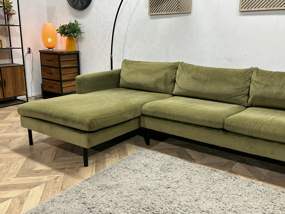 Groene Velvet Hoekzetel ~ Losse Kussens Met Afneembare Hoezen