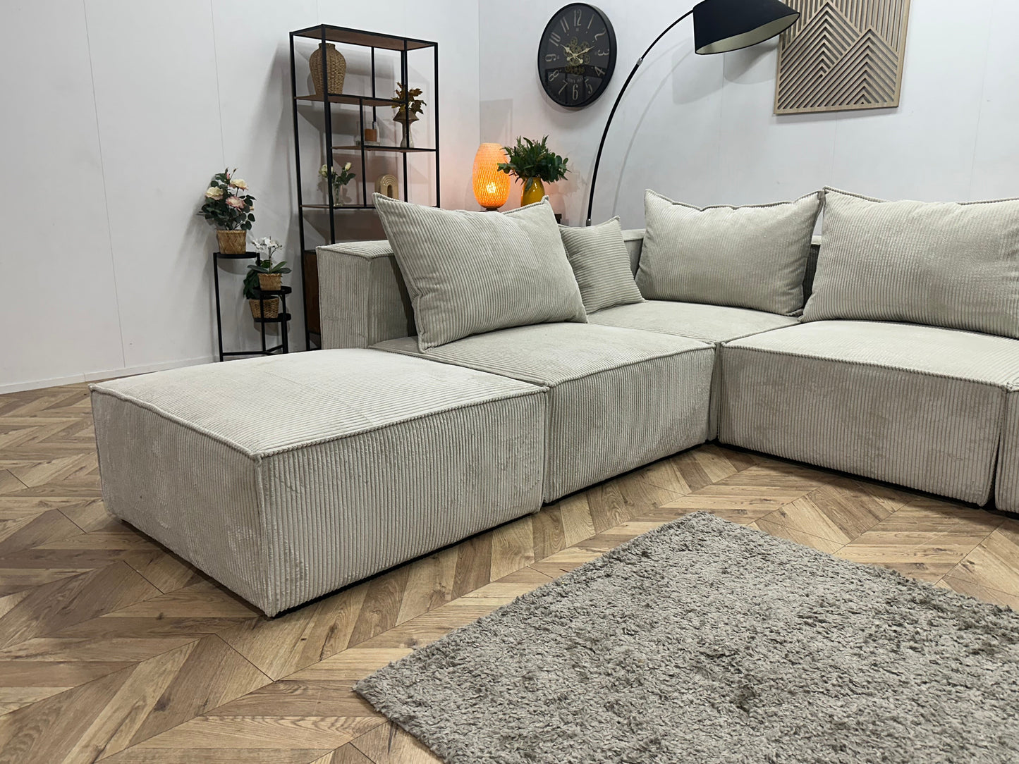 !Showroommodel! Witte Ribstof Hoekzetel ~ Meerdere Opstellingen