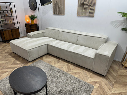 !Showroommodel! Crème Ribstof Hoekzetel ~ Vaste Kussens