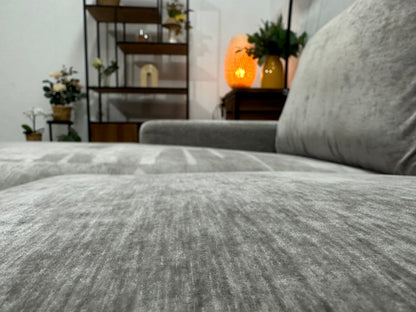 Grijze Velvet U Zetel ~ Losse Rugkussens Met Afneembare Hoezen