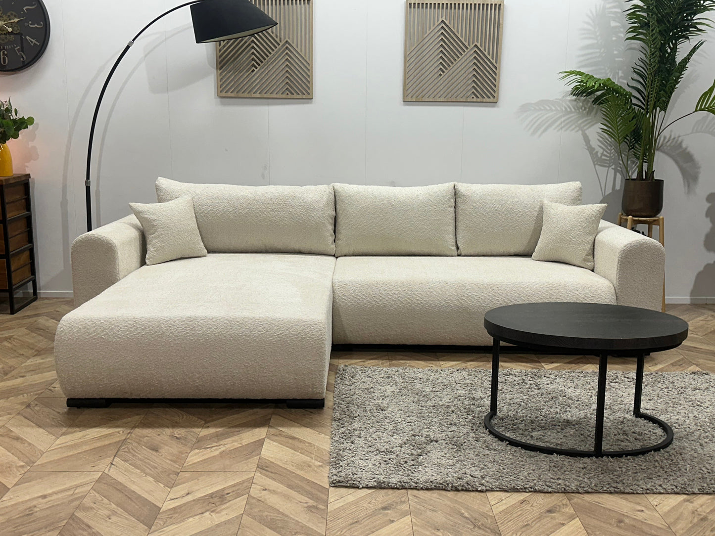 !Showroommodel! Witte Bouclé Hoekzetel