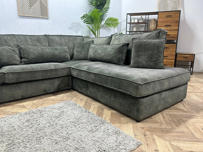 Donker Groene Velvet Hoekzetel Inc Hocker ~ Losse Kussens Met Afneembare Hoezen