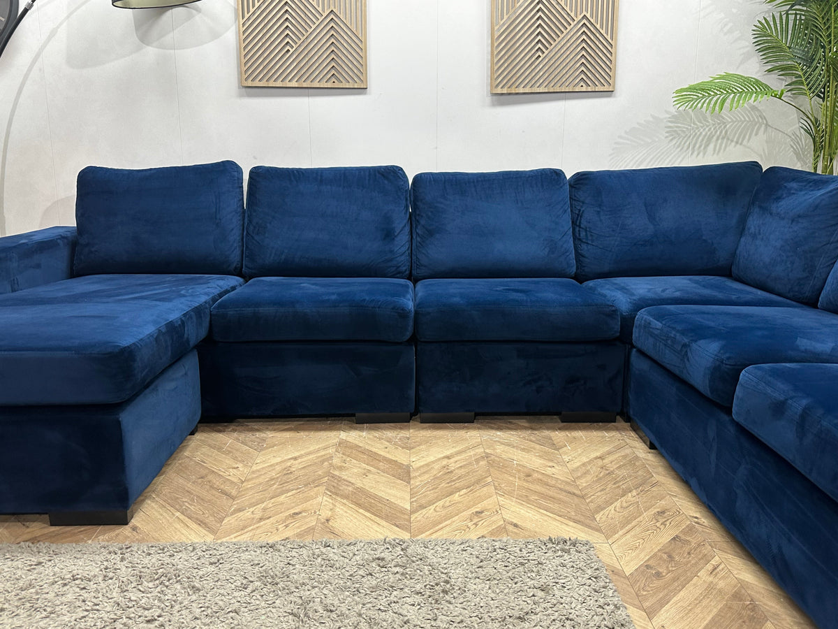 Blauwe Velvet U Zetel ~ Meerdere Opstellingen