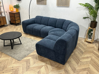 !Showroommodel Blauwe Chenille Stoffen Hoekzetel