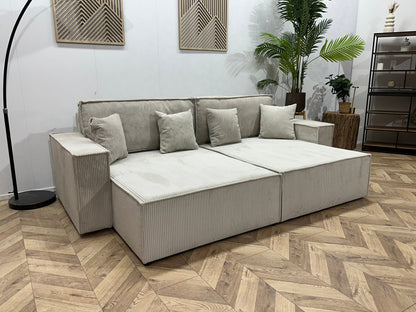 !Showroommodel! Witte Ribstof Lounge Zetel