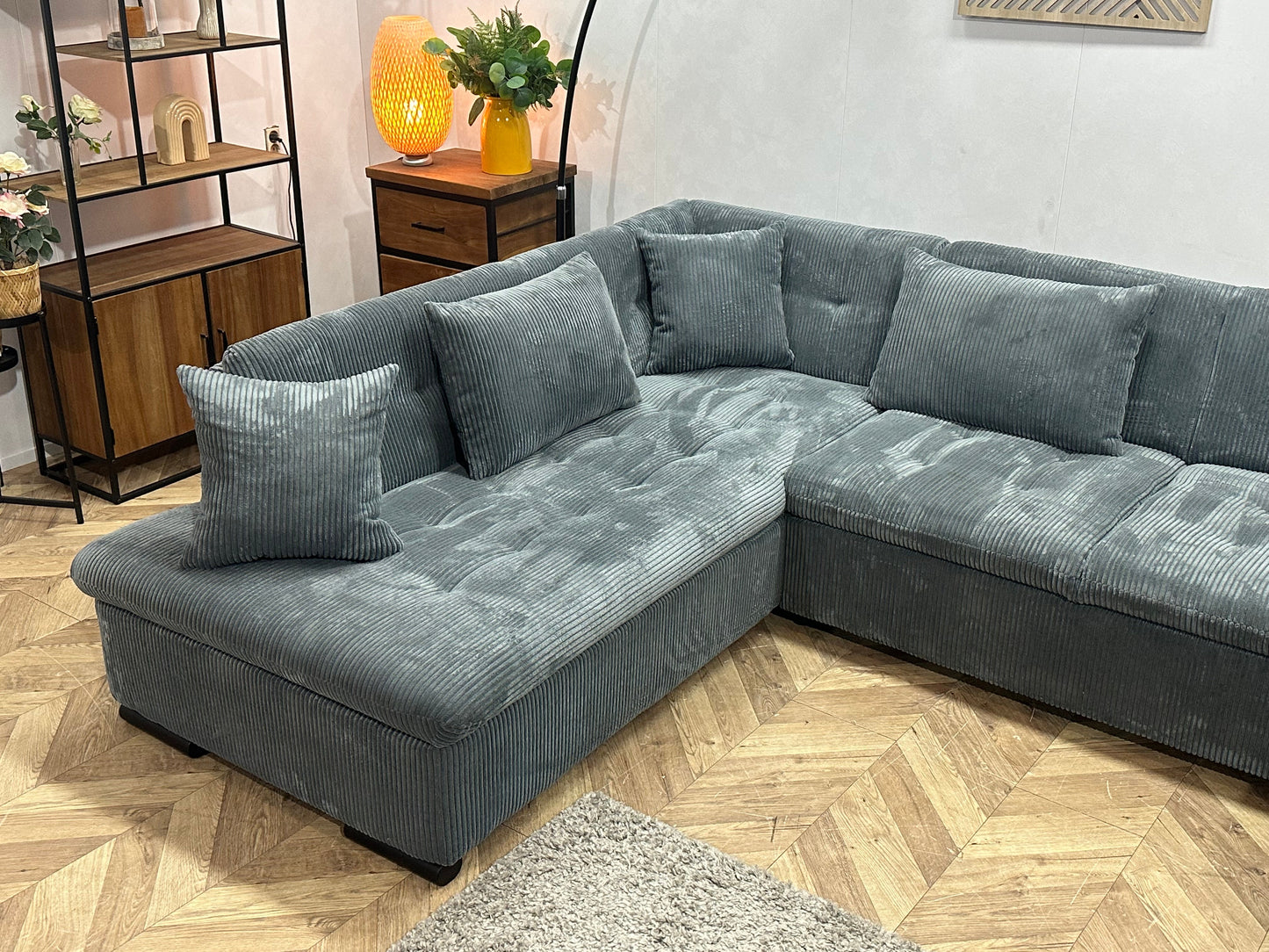 !Showroommodel! Blauwe Ribstof U Zetel