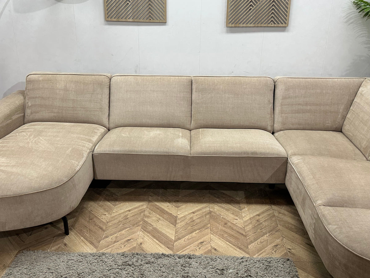 Crème/Beige Velvet U Zetel ~ Vaste Kussens