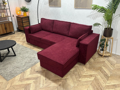 Bordeaux Rode Velvet Hoekzetel ~ Slaapfunctie