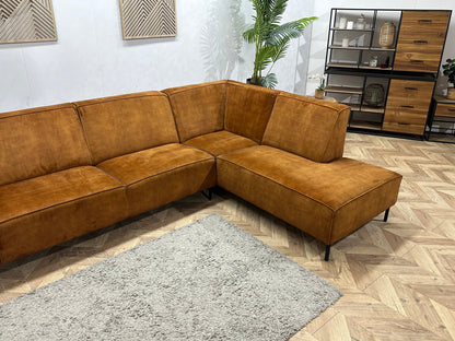 Cognac Bruine Velvet Hoekzetel ~ Vaste Kussens