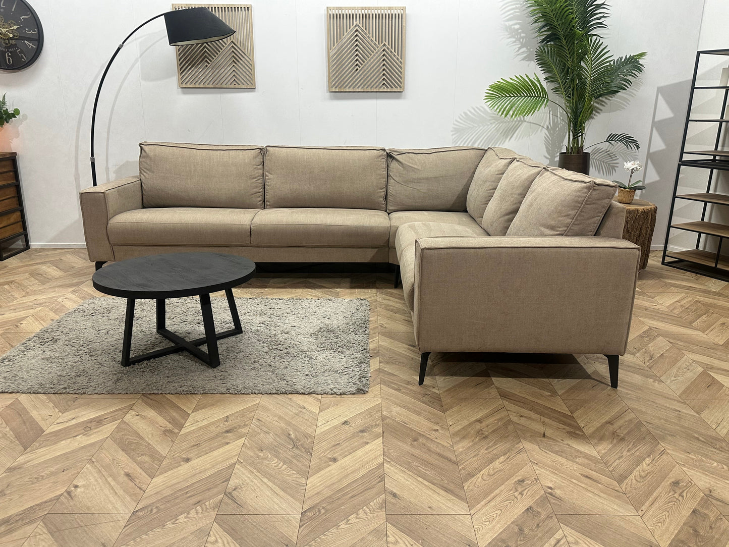 Beige Suède Stoffen Hoekzetel ~ Vaste Kussens