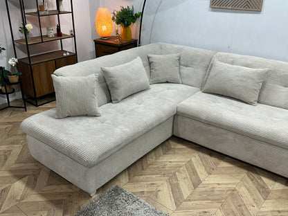 !Showroommodel! Crème Ribstof U Zetel ~ Slaapfunctie