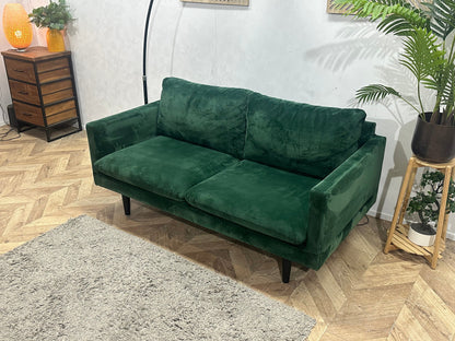 Groene Velvet 2.5-Zits Zetel ~ Losse Kussens Met Afneembare Hoezen