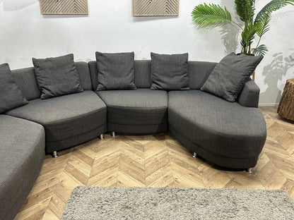 Lamonta Antraciet Design U Zetel Inc Hocker ~ Losse Rugkussens Met Afneembare Hoezen