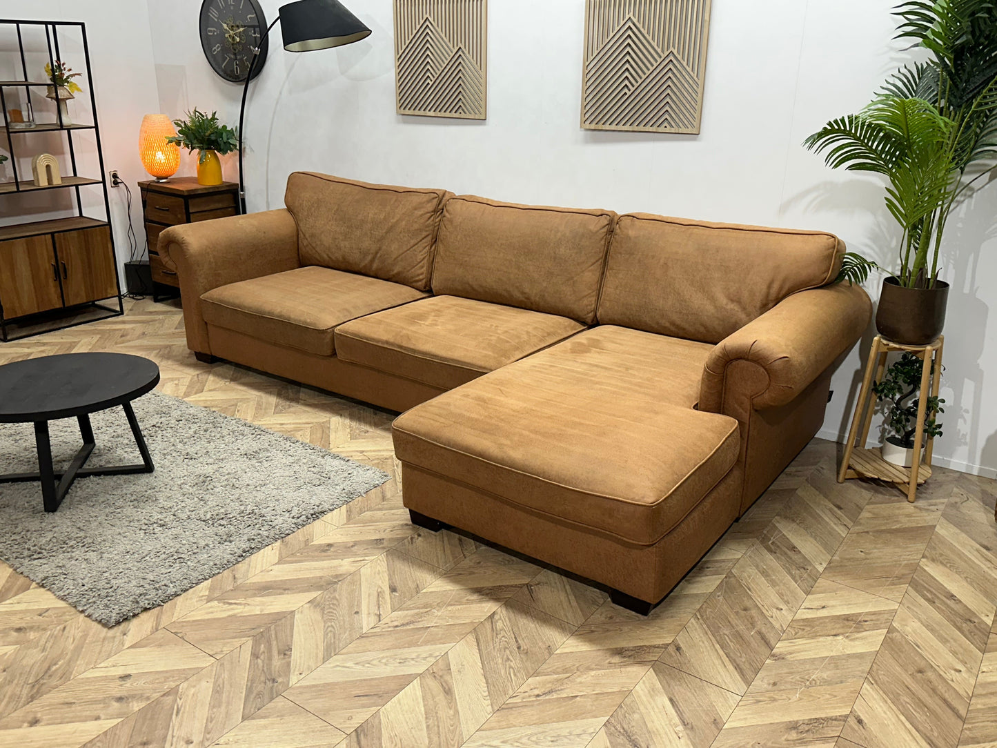 Urban Sofa Cognac Bruine Suède Stoffen ~ Losse Kussens Met Afneembare Hoezen