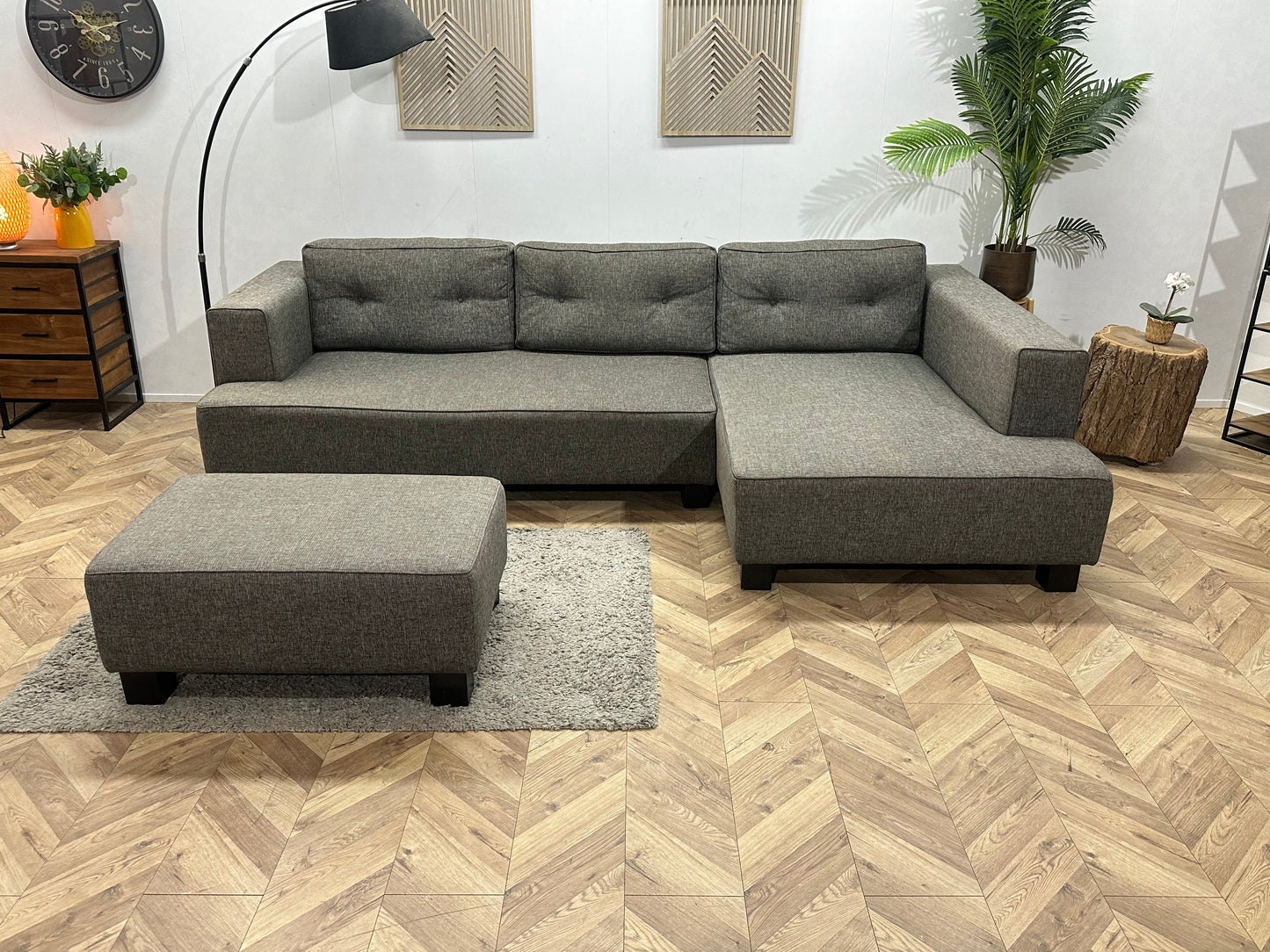Antraciet Hoekzetel Inc Hocker ~ Losse Rugkussens Met Afneembare Hoezen