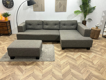 Antraciet Hoekzetel Inc Hocker ~ Losse Rugkussens Met Afneembare Hoezen