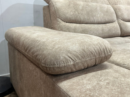Crème/Beige Suède Stoffen U Zetel ~ Slaapfunctie