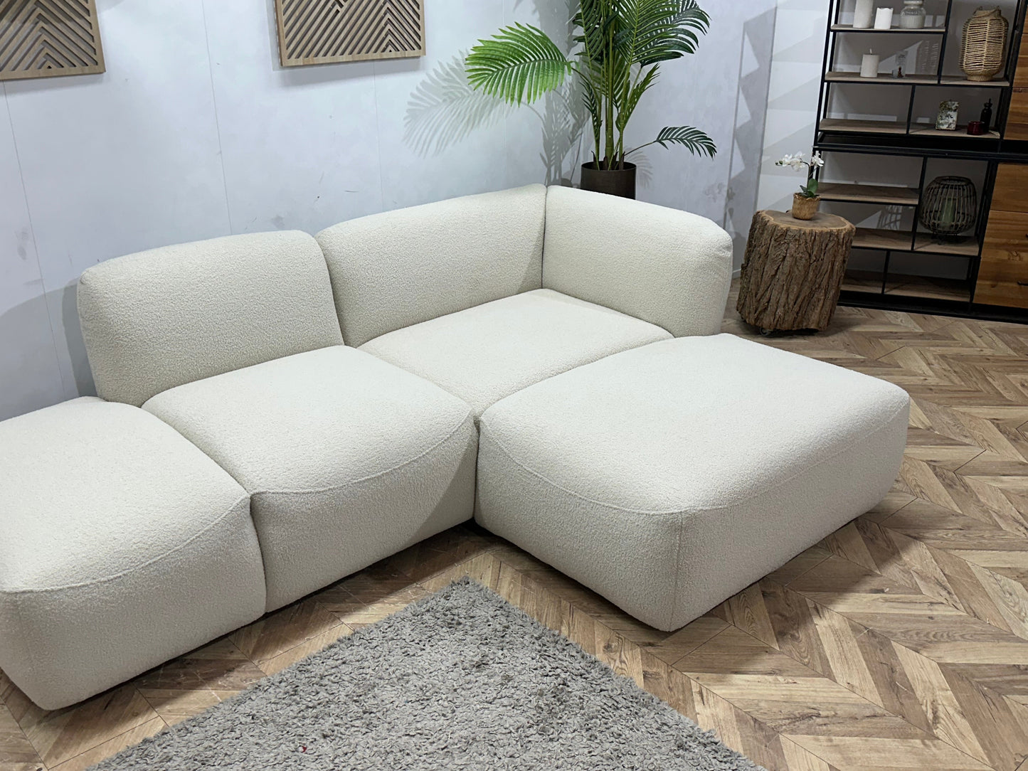 Witte Bouclé Stoffen Hoekzetel ~ Nieuwstaat
