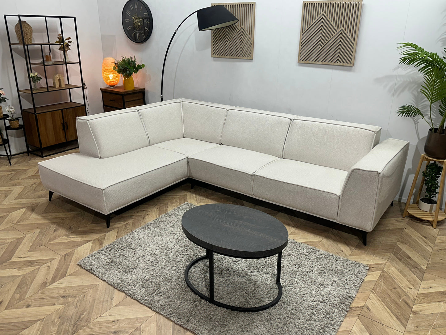 !Showroommodel! Witte Chenille Stoffen Hoekzetel