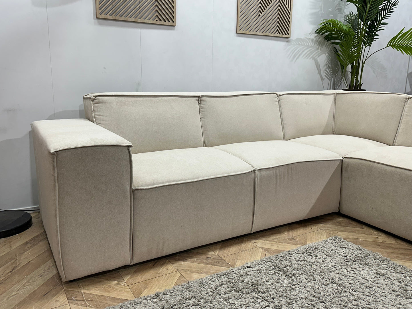 !Showroommodel! Crème Suède Stoffen Hoekzetel