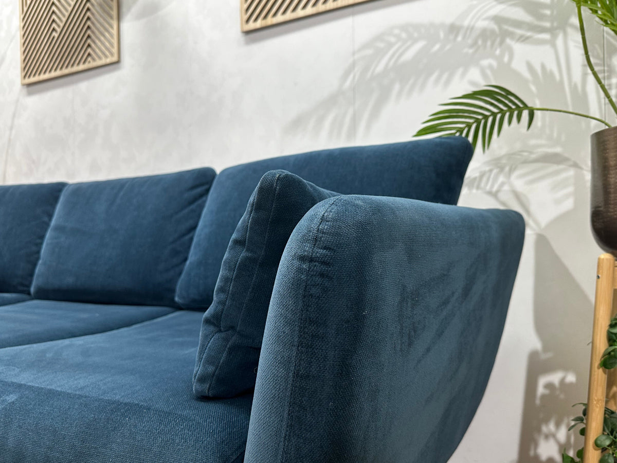 Sofacompany Blauwe Suède Stoffen 2.5-Zits Zetel ~ Losse Kussens Met Afneembare Hoezen