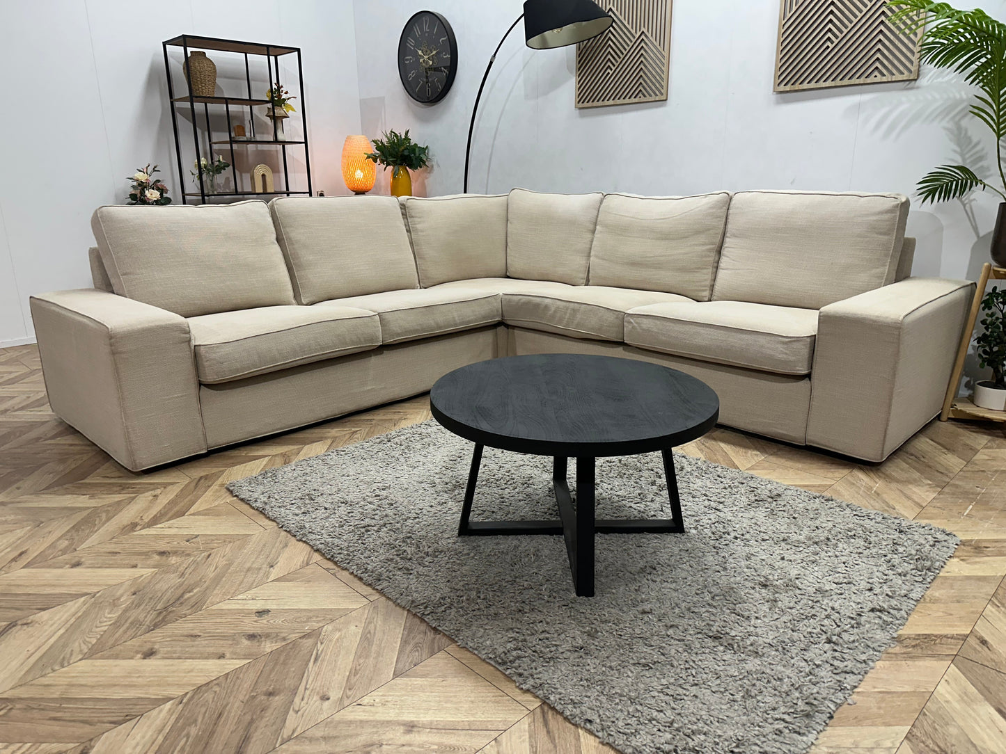 Beige Hoekzetel ~ Losse Kussens Met Afneembare Hoezen