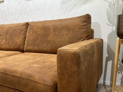 Cognac Bruine Suède Stoffen 3-Zits Zetel ~ Losse Kussens Met Afneembare Hoezen