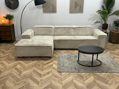 !Showroommodel! Witte/Crème Ribstof Hoekzetel