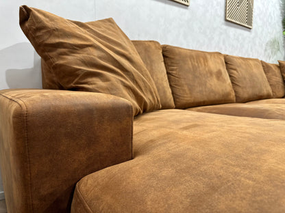 Cognac Bruine Suède Stoffen U Zetel ~ Losse Rug Kussens