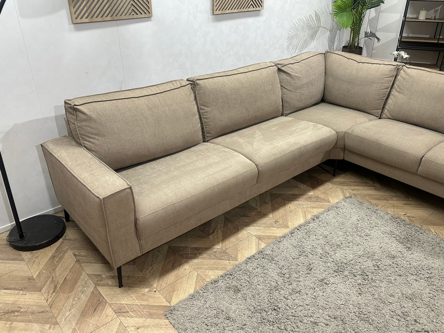 Beige Suède Stoffen Hoekzetel ~ Vaste Kussens
