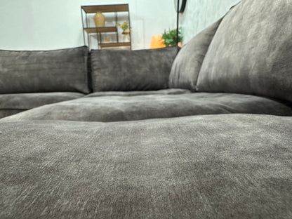 Antraciet Velvet Hoekzetel ~ Losse Kussens Met Afneembare Hoezen