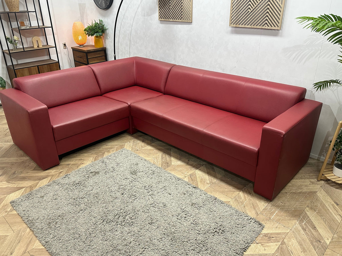 Rode Leather Look Hoekzetel ~ Inruilvoordeel